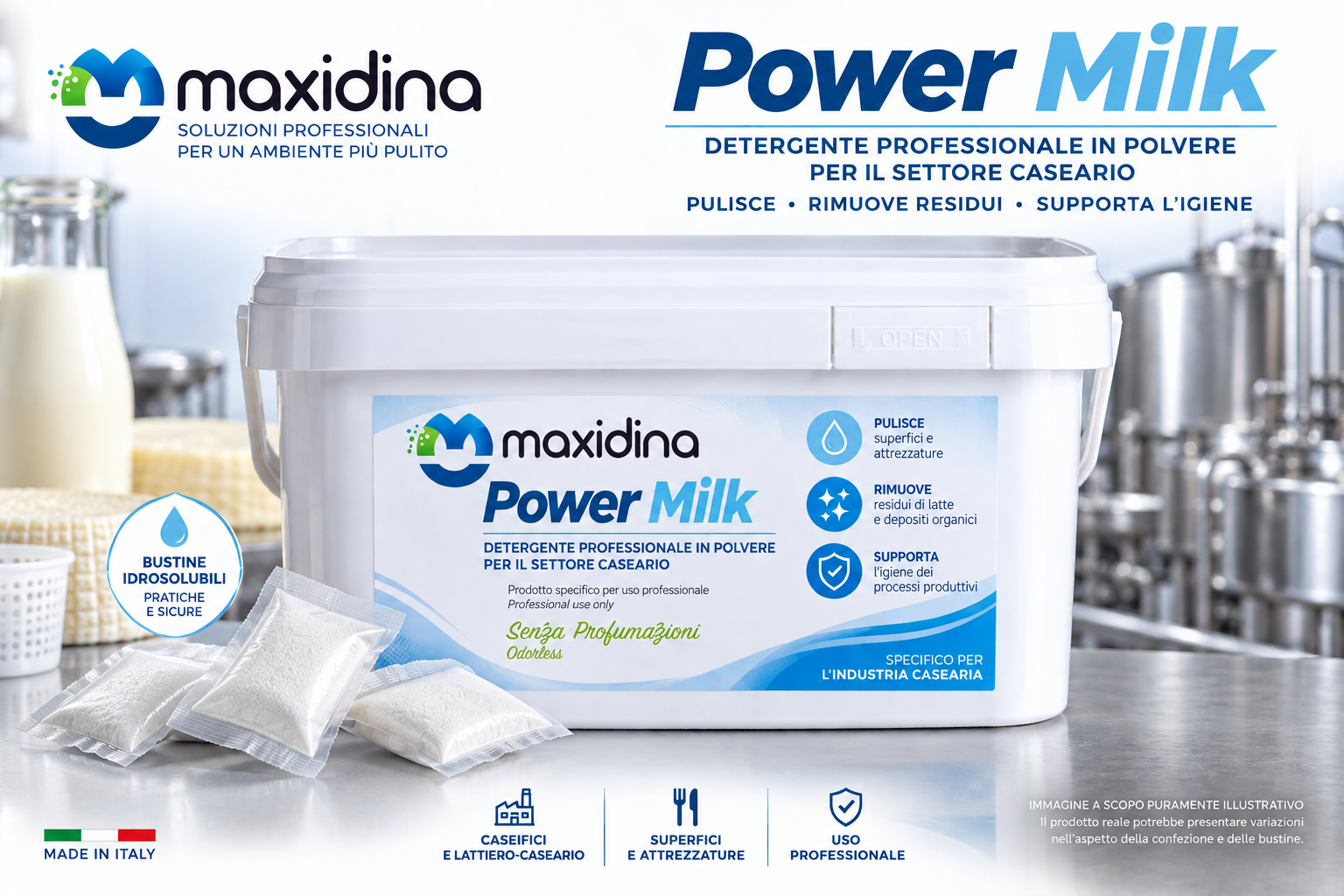 Maxidina Power Milk – Trattamento Superfici e Attrezzature Settore Caseario