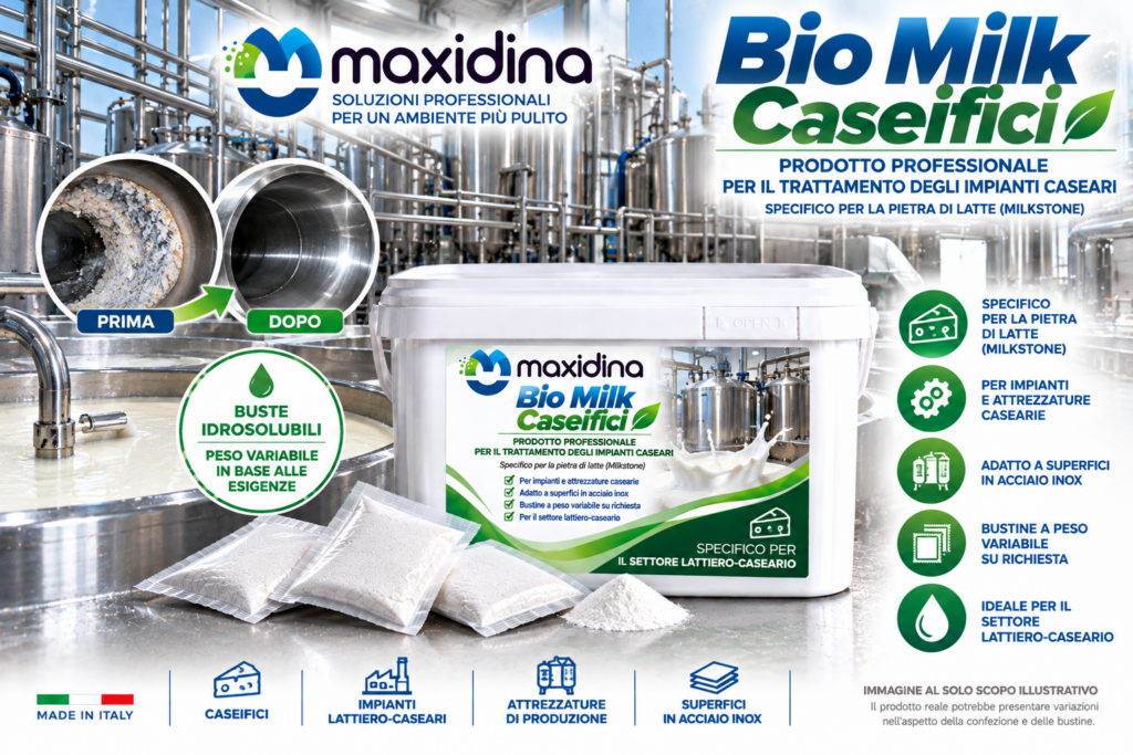 Maxidina Bio Milk Caseifici – Trattamento Impianti e Pietra di Latte