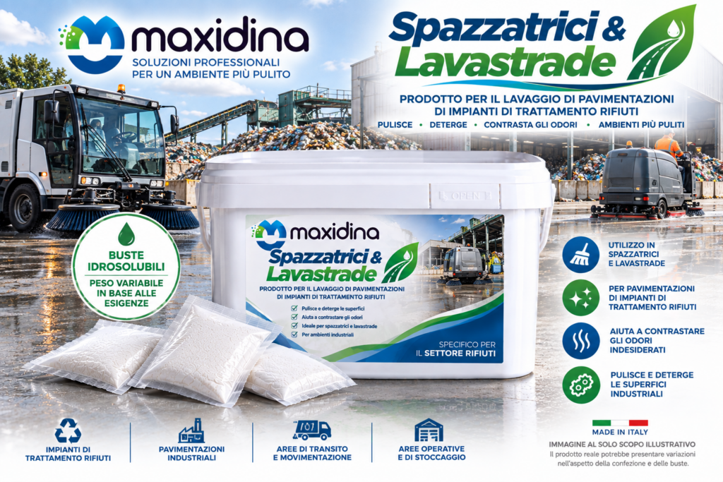 Maxidina Spazzatrici & Lavastrade – Detergente per macchine spazzatrici e lavastrade